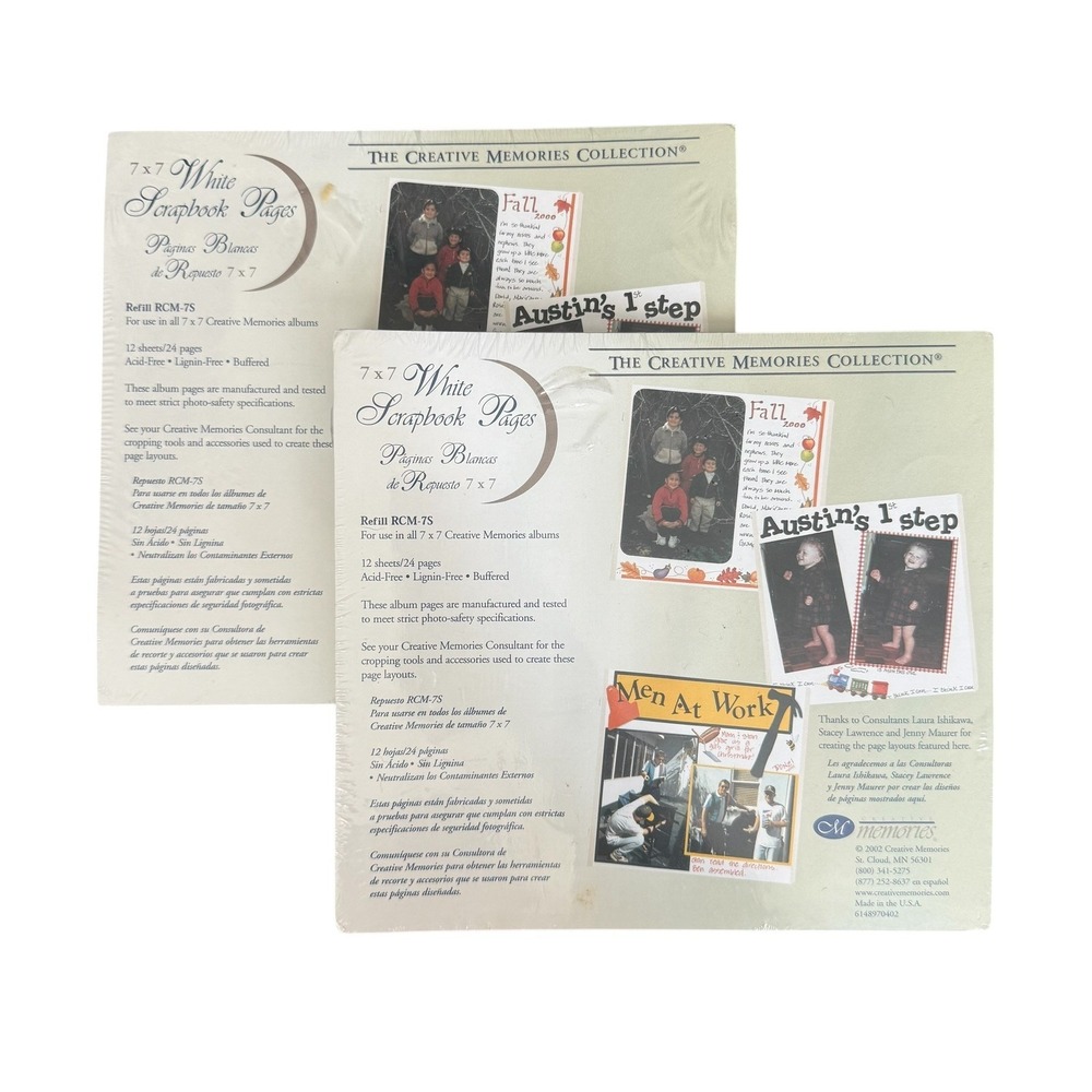 Creative Memories 7"x7" White Refill Scrapbook Pages RCM-7S 12 Sheets TWO PACKS